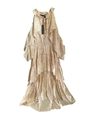 NWT!! Walter Baker Blush Pink Floral Ruffled Drapey Boho Maxi Dress Sz 8